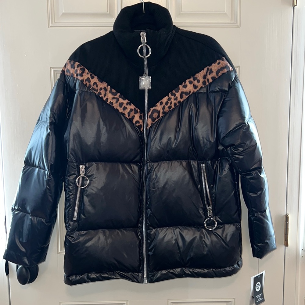 NVLT MIXED MEDIA PUFFER JACKET, SIZE MEDIUM